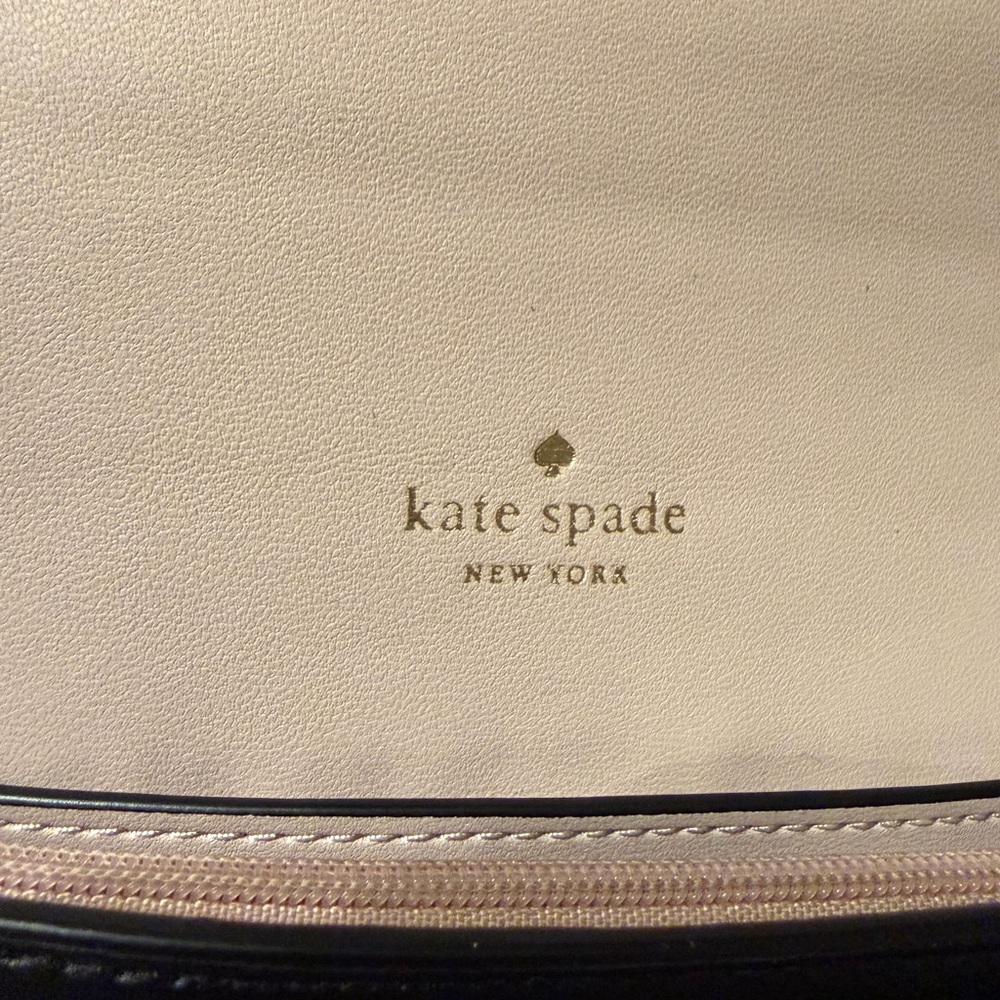 Kate Spade New York Gemma  Black Scallop-Edge Leather Clutch/ Wallet on Chain - Picture 6 of 10